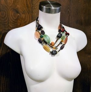 Layered Wood and Coral Necklace